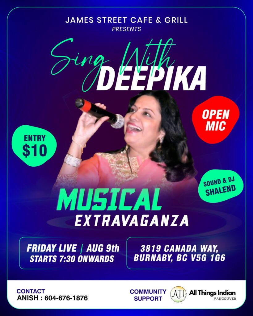 bollywood karaoke event in burnaby open mic