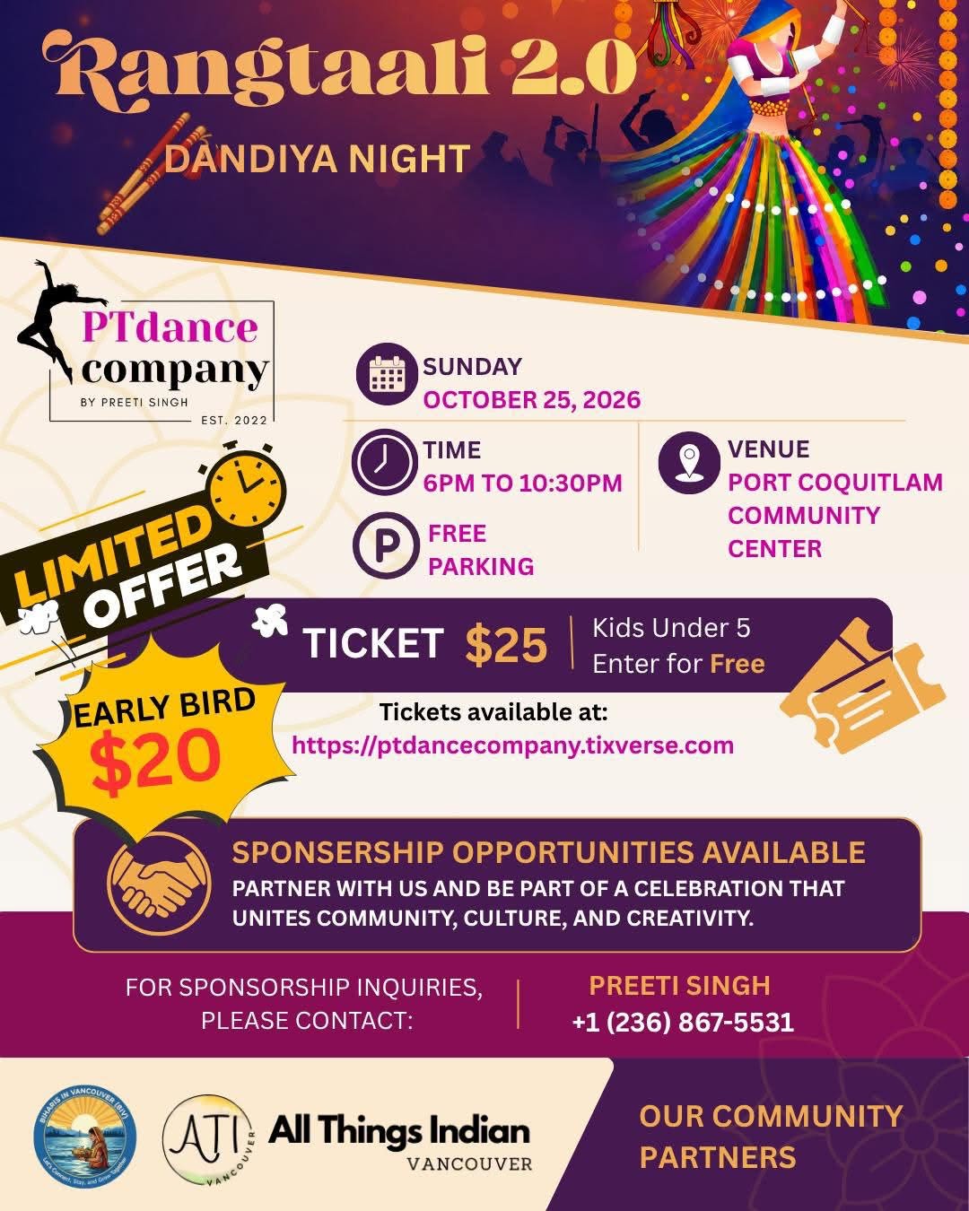 rangtaali 2026 ptdance port coquitlam